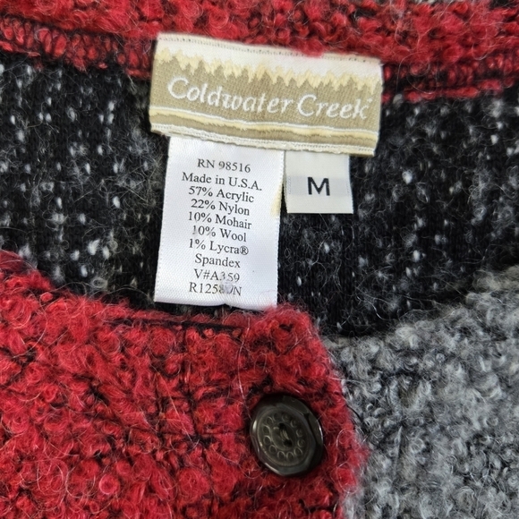 Coldwater Creek Mohair Wool Blend Gray Colorblock Button-up Boxy Fuzzy Cardigan - Picture 8 of 8